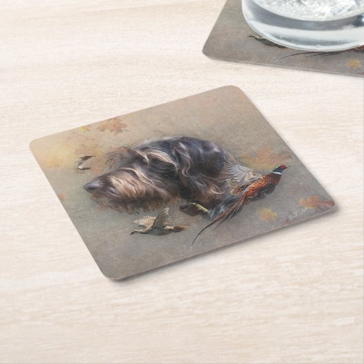 German Wirehaire Pointer Kartonnen Onderzetters (Schuin)