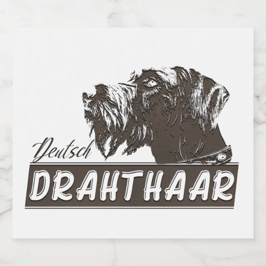 German Wirehaire Pointer Likeurfles Etiket (Enkel label)