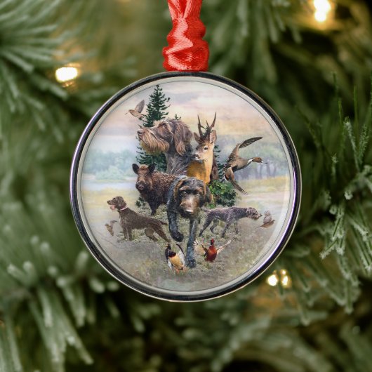 German Wirehaire Pointer Metalen Ornament (Boom)