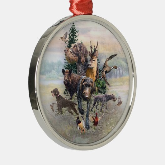German Wirehaire Pointer Metalen Ornament (Rechts)