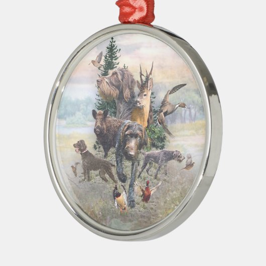 German Wirehaire Pointer Metalen Ornament (Links)