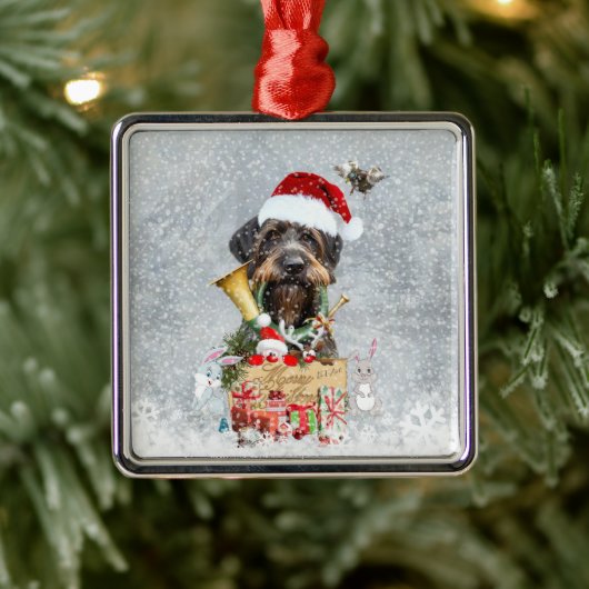 German Wirehaire Pointer Metalen Ornament (Boom)