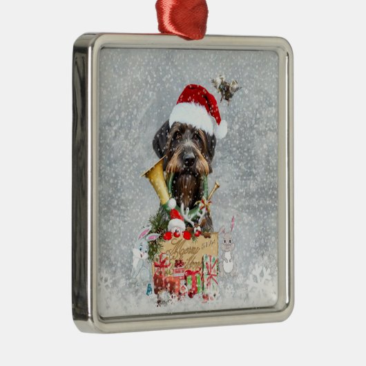 German Wirehaire Pointer Metalen Ornament (Rechts)