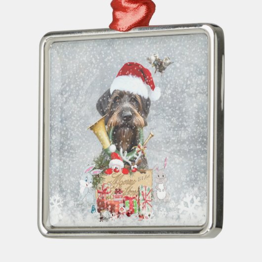 German Wirehaire Pointer Metalen Ornament (Links)