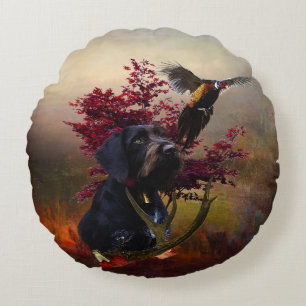 German Wirehaire Pointer Rond Kussen