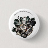 German Wirehaire Pointer Ronde Button 3,2 Cm (Voorkant)