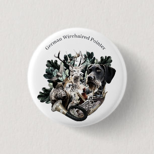 German Wirehaire Pointer Ronde Button 3,2 Cm