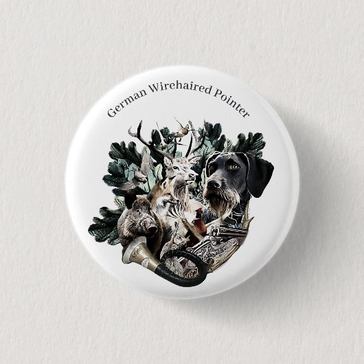 German Wirehaire Pointer Ronde Button 3,2 Cm (Voorkant)