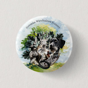 German Wirehaire Pointer Ronde Button 3,2 Cm