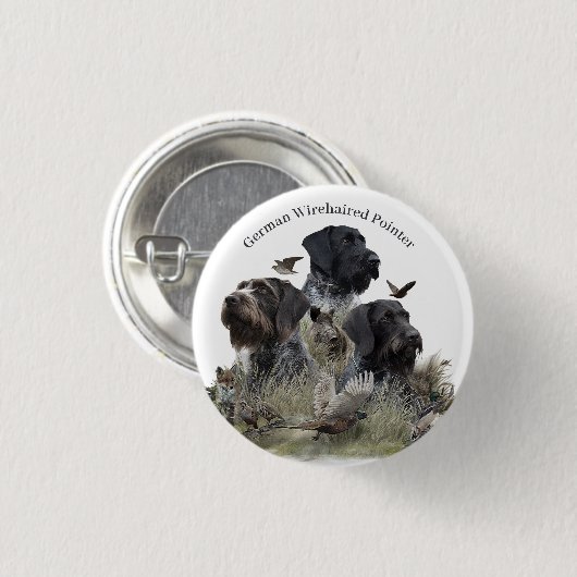 German Wirehaire Pointer Ronde Button 3,2 Cm (Voorkant /achterkant)