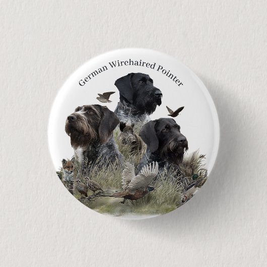 German Wirehaire Pointer Ronde Button 3,2 Cm (Voorkant)
