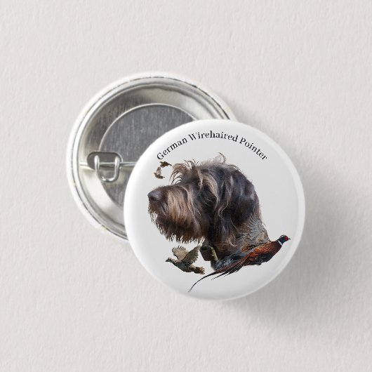 German Wirehaire Pointer Ronde Button 3,2 Cm (Voorkant /achterkant)