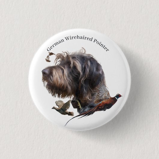 German Wirehaire Pointer Ronde Button 3,2 Cm (Voorkant)