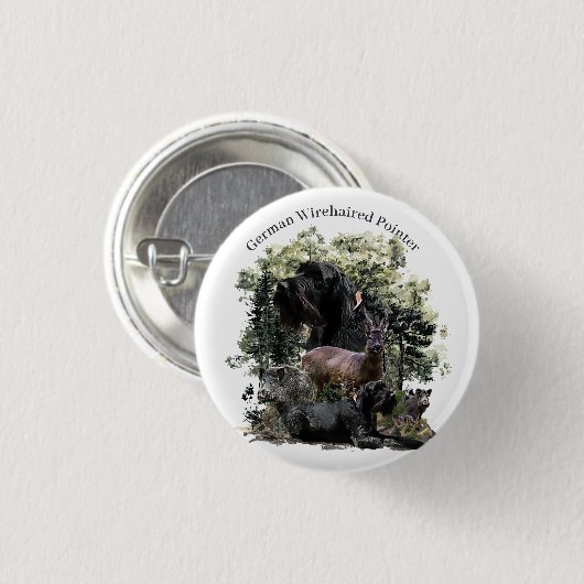 German Wirehaire Pointer Ronde Button 3,2 Cm (Voorkant /achterkant)