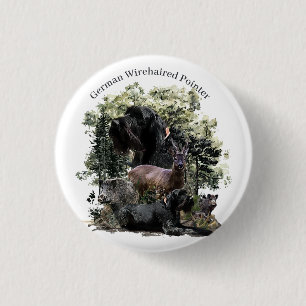 German Wirehaire Pointer Ronde Button 3,2 Cm