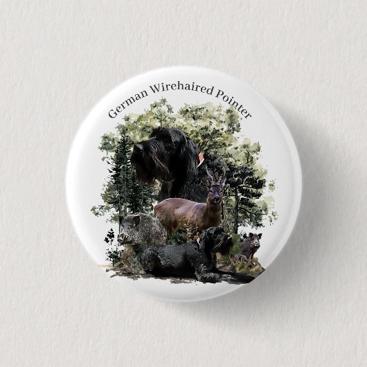 German Wirehaire Pointer Ronde Button 3,2 Cm (Voorkant)