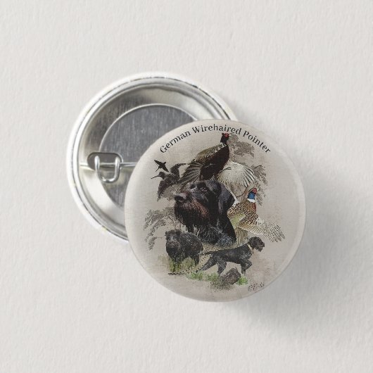 German Wirehaire Pointer Ronde Button 3,2 Cm (Voorkant /achterkant)