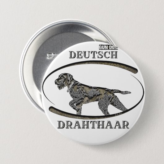 German Wirehaire Pointer Ronde Button 7,6 Cm (Voorkant /achterkant)
