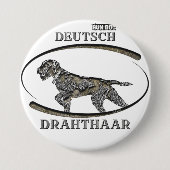 German Wirehaire Pointer Ronde Button 7,6 Cm (Voorkant)