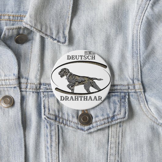 German Wirehaire Pointer Ronde Button 7,6 Cm (In situ)