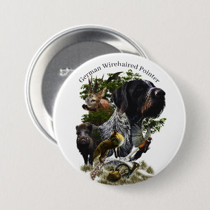 German Wirehaire Pointer Ronde Button 7,6 Cm