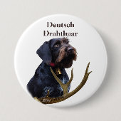 German Wirehaire Pointer Ronde Button 7,6 Cm (Voorkant)