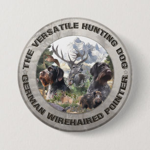 German Wirehaire Pointer Ronde Button 7,6 Cm