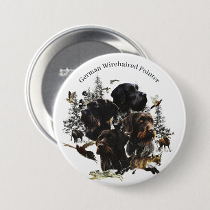 German Wirehaire Pointer Ronde Button 7,6 Cm