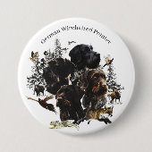 German Wirehaire Pointer Ronde Button 7,6 Cm (Voorkant)