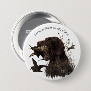 German Wirehaire Pointer Ronde Button 7,6 Cm