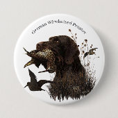 German Wirehaire Pointer Ronde Button 7,6 Cm (Voorkant)