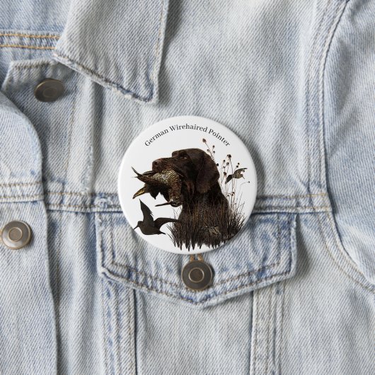German Wirehaire Pointer Ronde Button 7,6 Cm (In situ)