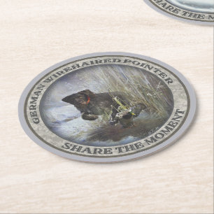 German Wirehaire Pointer Ronde Kartonnen Onderzetter