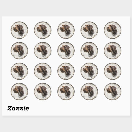 German Wirehaire Pointer Ronde Sticker (Vel)