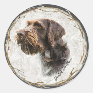 German Wirehaire Pointer Ronde Sticker