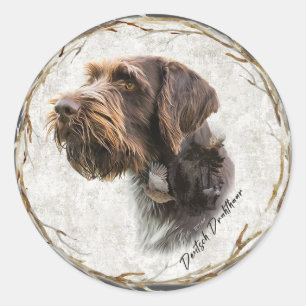 German Wirehaire Pointer Ronde Sticker