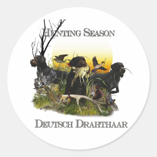 German Wirehaire Pointer Ronde Sticker (Voorkant)