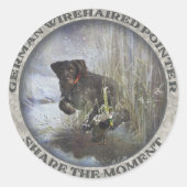 German Wirehaire Pointer Ronde Sticker (Voorkant)