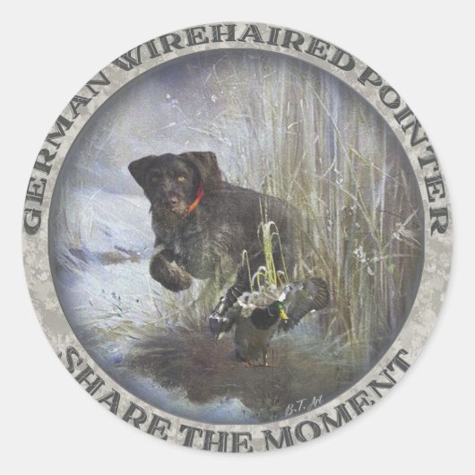 German Wirehaire Pointer Ronde Sticker (Voorkant)