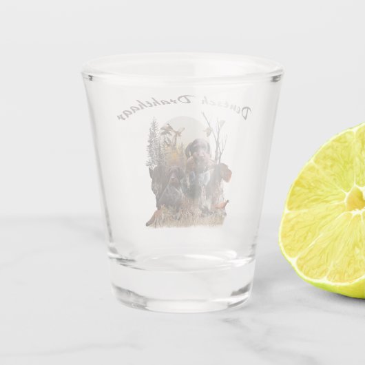 German Wirehaire Pointer Shot Glas (Achterkant)