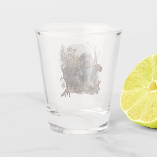 German Wirehaire Pointer Shot Glas (Achterkant)