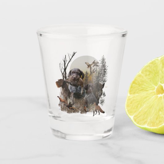 German Wirehaire Pointer Shot Glas (Voorkant)