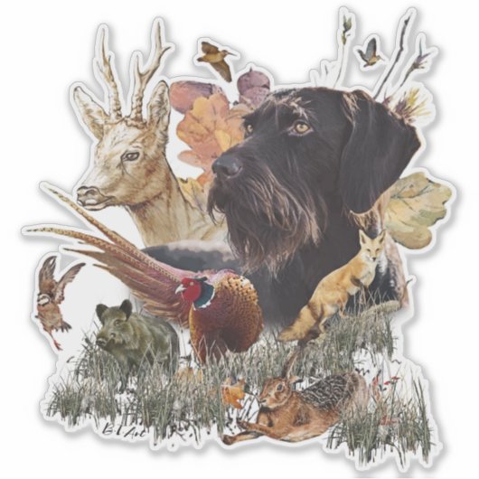 German Wirehaire Pointer Sticker (Voorkant)
