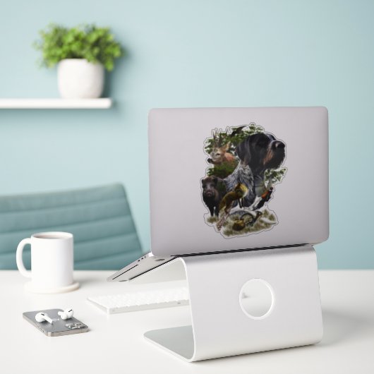 German Wirehaire Pointer Sticker (Laptop op bureau)