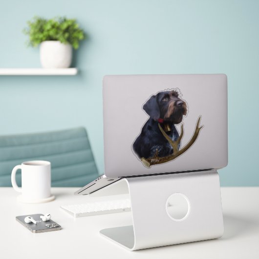 German Wirehaire Pointer Sticker (Laptop op bureau)
