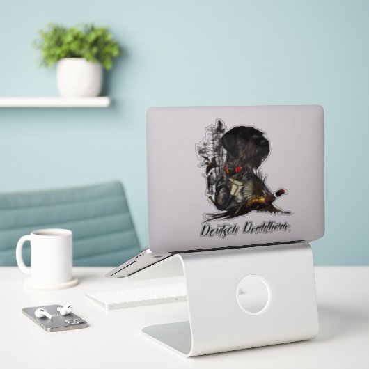 German Wirehaire Pointer Sticker (Laptop op bureau)