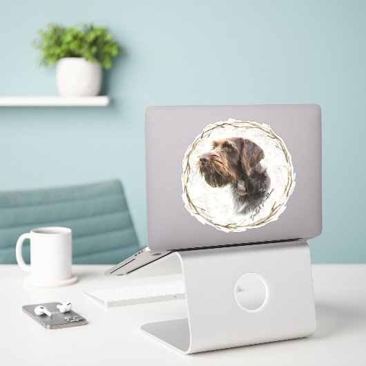 German Wirehaire Pointer Sticker (Laptop op bureau)