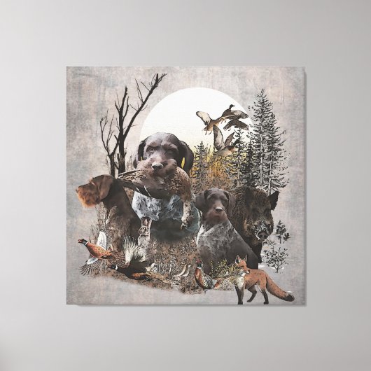 German Wirehaire Pointer Tapestry Gallery Wrap AC Canvas Afdruk (Voorkant)