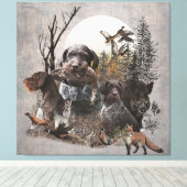 German Wirehaire Pointer Tapestry Gallery Wrap AC Canvas Afdruk (Insitu (Houten vloer))