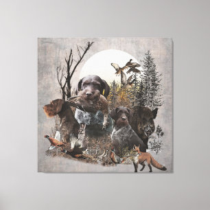 German Wirehaire Pointer Tapestry Gallery Wrap AC Canvas Afdruk